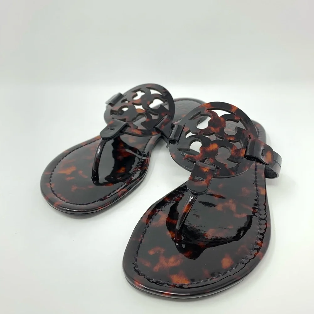 Tory Burch Tortoiseshell Patent Miller Sandals - Brown/Black